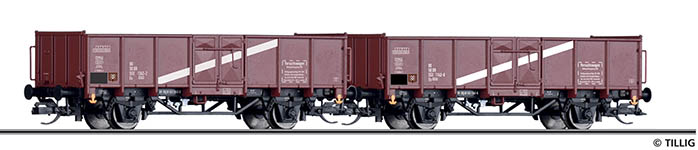 010-01059 - TT - 2-tlg. Güterwagenset „Kupplungs-Versuchswagen“, zwei offene Güterwagen Es, DR, Ep. IV